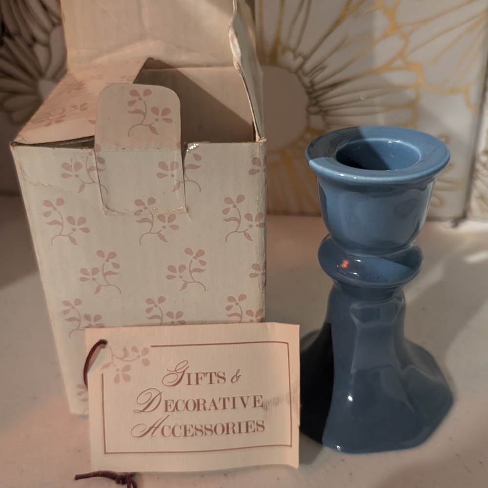 Elegant Blue Ceramic Candle Holder